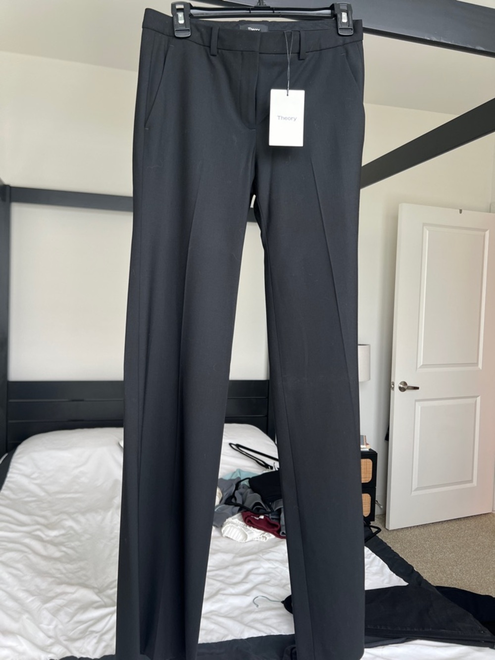 Theory Black Straight-Leg Dress Pants